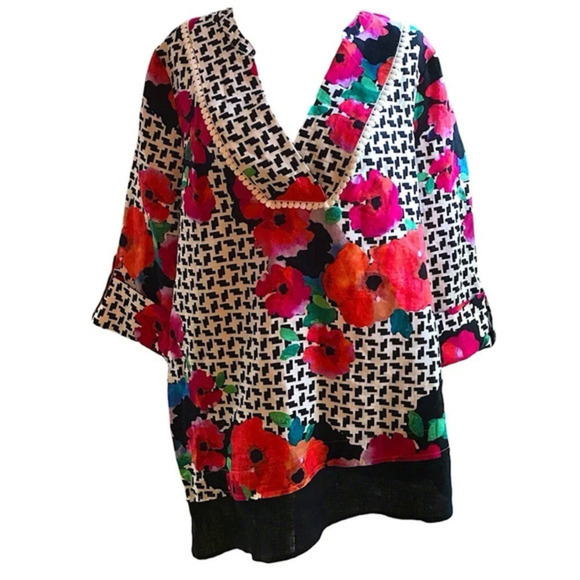 NWT Rafaela Linen Tunic 3/4 Sleeve Top Shirt Size M - Picture 2 of 14